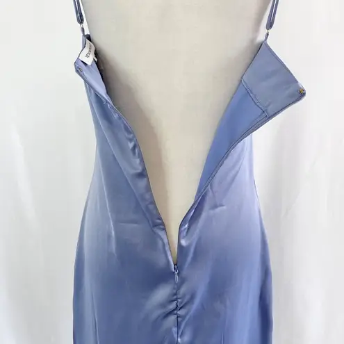 We Wore What New Cowl Neck Satin Slip Midi Dress Slate Blue Size 00