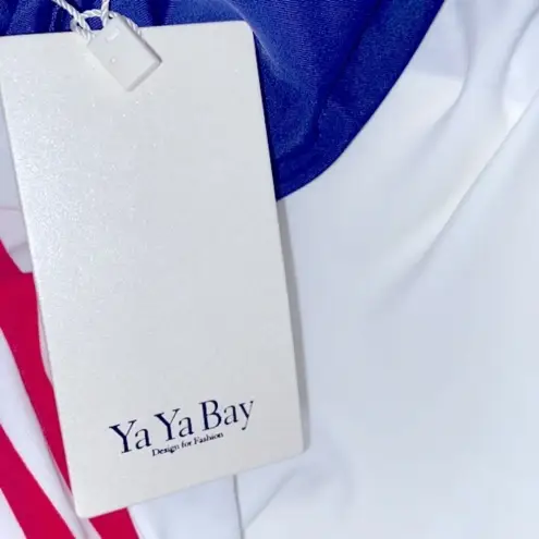 None Navy blue & red stripe nautical halter bathing suit cosplay outfit new with tags