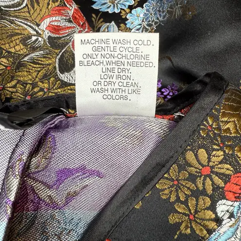 Divided  Y2K 2000s Oriental Kimono Top Black Satin Japanese Asian Print Small (6)