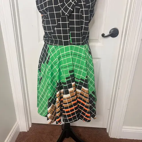 Anthropologie  Eva Franco Grid Print‎ Multi-colored Dress Size Large NWT - Image 10