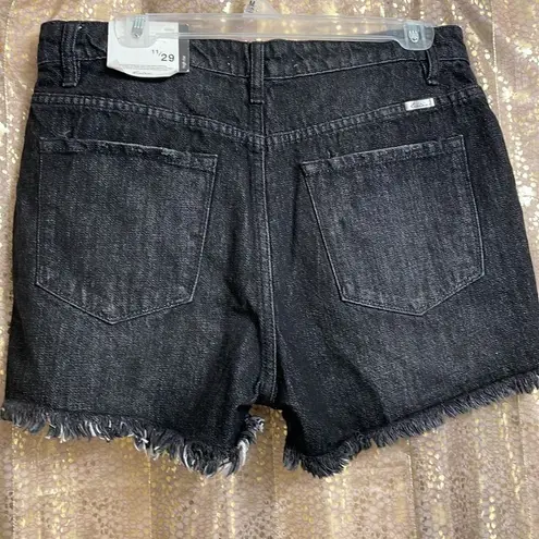 KanCan USA KanCan Wayne black raw hem high rise distressed shorts  11/29 NWT