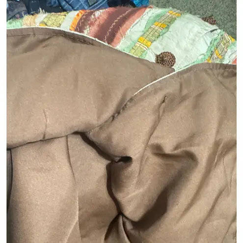 Mirasol Boho Jacket L Embroidered Floral Festival Artsy India Cotton Patchwork Tan Size L