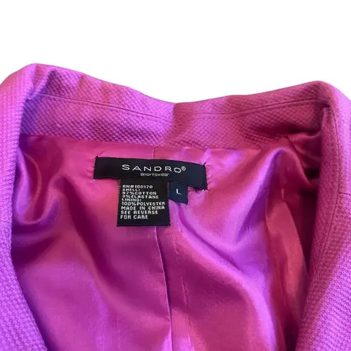 Sandro Sportswear Bold Purple Blazer Button-Down Textured Cotton Size Large