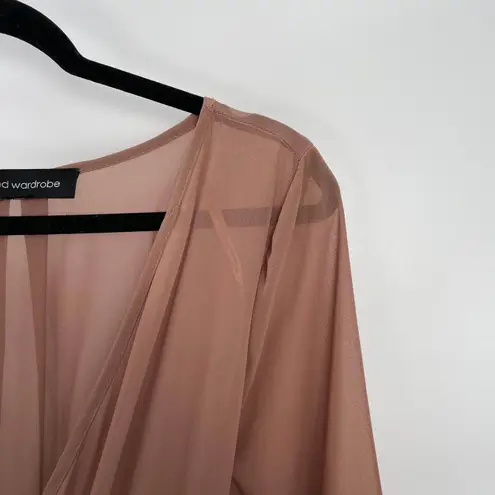 Naked Wardrobe Baltic Born Women's Beige V-neck Long Sleeve Maxi Dress Size Sm.