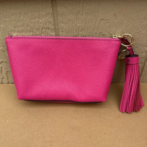 Ralph Lauren New Lauren  Leather Cosmetic Pouch Tassel Pink Gold Makeup Bag
