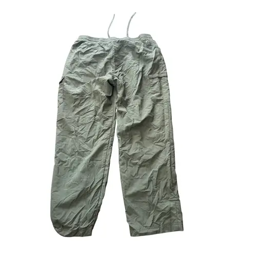 Columbia Womens Regular Size L Cargo Pants Green Drawstring Waist Roll Up Size L