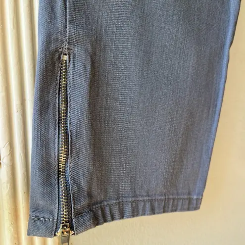 Norma Kamali •Straight Crop Ankle Zip Stretch Jeans•Sz 6