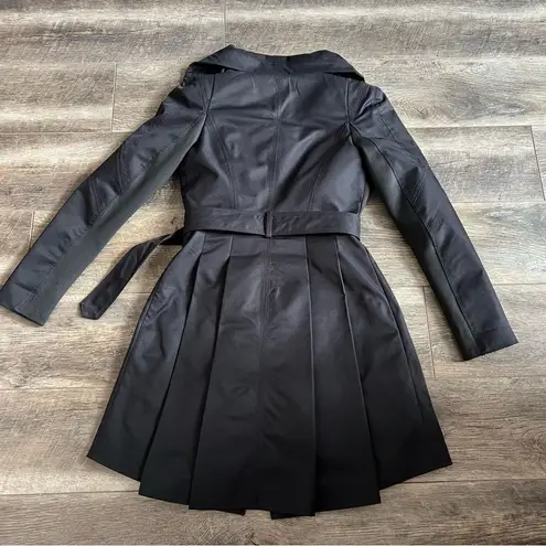 BCBGMAXAZRIA  Sophia Funnel-Neck Pleated Jacket Black Size XS Trench Coat