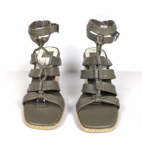 DOLCE VITA Grey Olema Block Heeled Sandal Leather Wrap Around Ankle Women's 9 Gray
