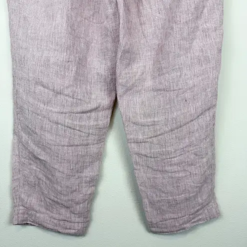 Poetry High Twist Linen Tapered Trouser Pale Pink Gingham Pant Lagenlook Size 6