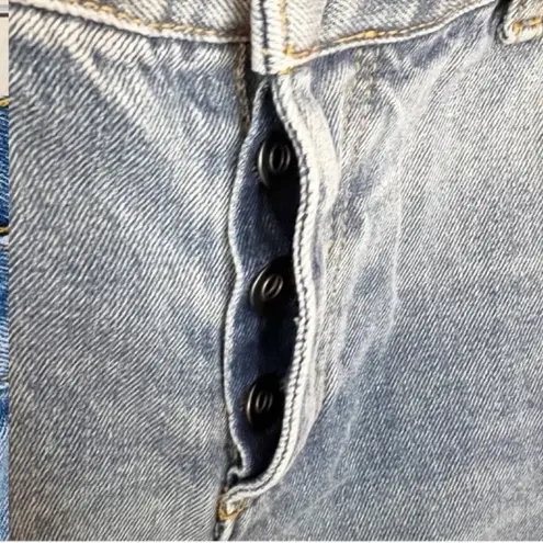 Avec Les Filles Distressed Raw Hem Straight Leg Jeans Size 31 NEW Medium Blue