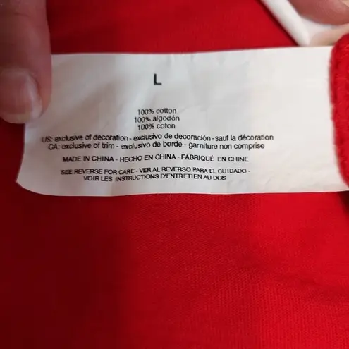 Ella Moss Valentine Red Love Embroidery Short Sleeve Casual Cotton Tee Shirt Top