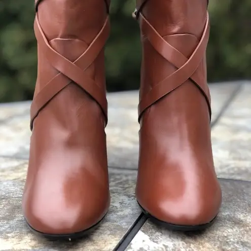 Aquazzura Cognac Luggage New Bel Air Knee High Calf Leather Boots 7.5 $1,395 Tan