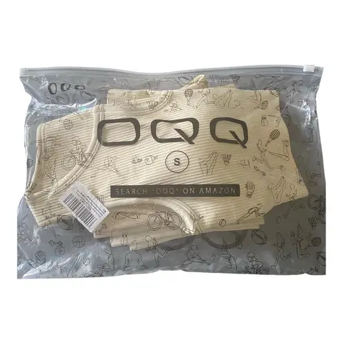 OQQ NWT--TWO PIECE LIGHT BLUE COLOR WORKOUT SET-SIZE SMALL