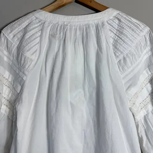 Faherty Enna Button Up Blouse Top Womens XXS White Boho Flowy Organic Cotton NWT