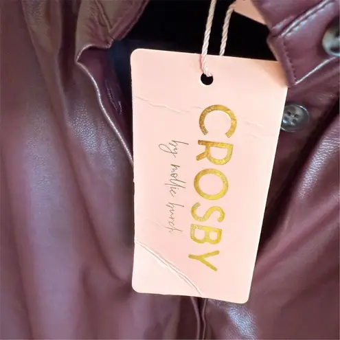 Crosby Wilhelmina Dress XS Burgundy Faux Leather Cap Sleeve Party Dress Red