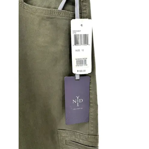 NYDJ Darleen Cargo Legging Jeans Spanish Moss Green Stretch Zip Hem Size 12 NWT