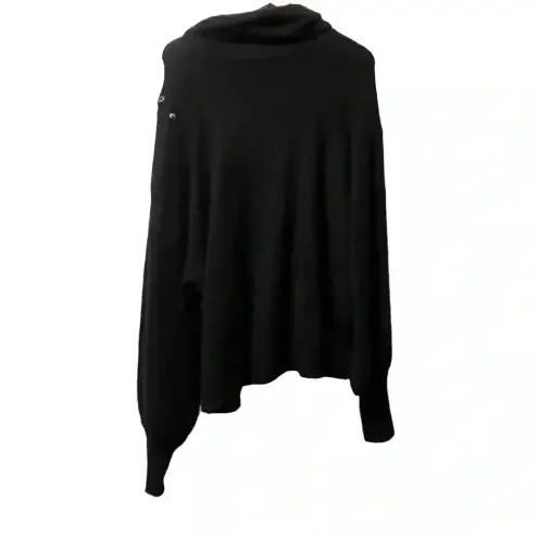 Marissa Webb Black Turtleneck Oversized Balloon Sleeve Sweater Size L