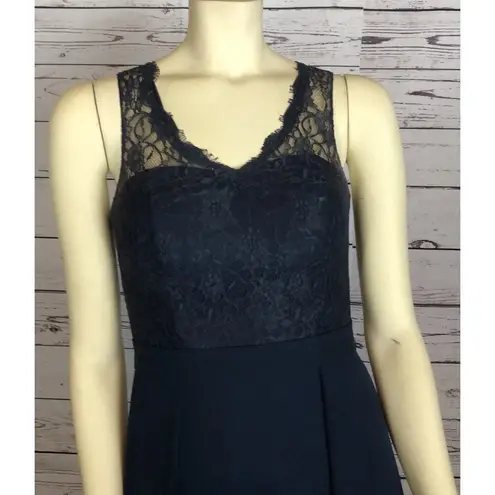 Azazie Formal Navy Lace sleevless dress sexy keyhole on back size small