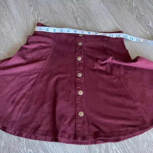 Full Tilt  Skirt Small Burgundy Button Front Mini