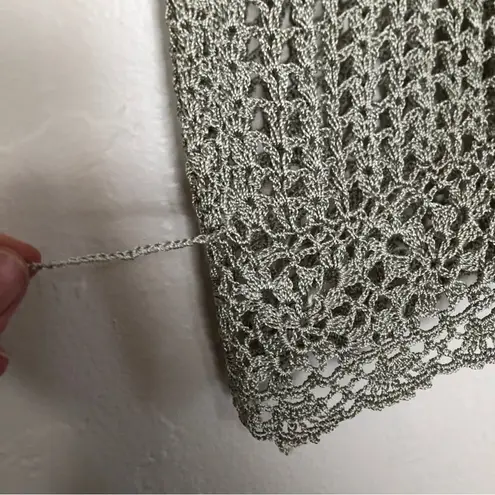 Vintage Kroshetta Papillon Green Cottage Crochet Knit Button Cardigan Sweater Blue Size L