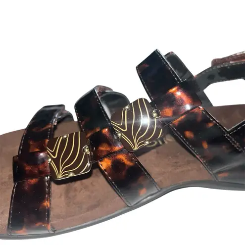 Vionic Brown Amber Tortoise Strappy Sandals Adjustable Orthopedic Woman's Size 8