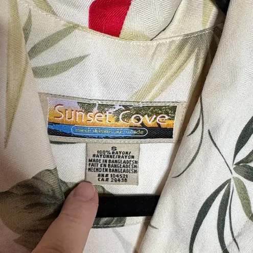 Vintage Sunset Cove Tropical Hawaiian Floral Sleeveless Blouse Size Small White