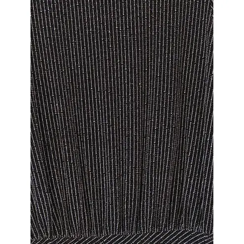 Krisa Black Metallic Stripe Ruched Draped Long Sleeve Mini Dress Size S PartYNYE