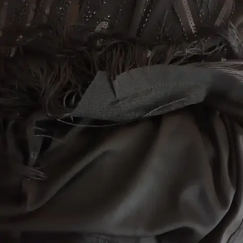 Women's Hand Made Black Beaded Sequined Retro Dress