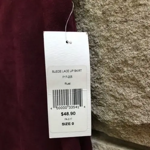 Fashion to figure Faux Suede Wine Lace Up Skirt 0x