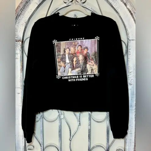 Black Crew Neck Long Sleeve Friends Graphic Holiday Sweatshirt Size XS