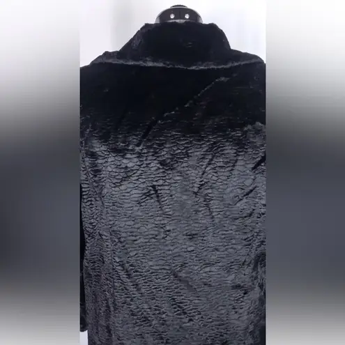 Donna Salyers Fabulous Furs Womens Black Grooved Faux Fur Coat Luxe Glam Size 2X