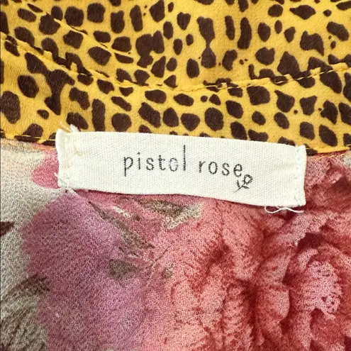 Floral and Leopard Print Women's Top Pink Size M