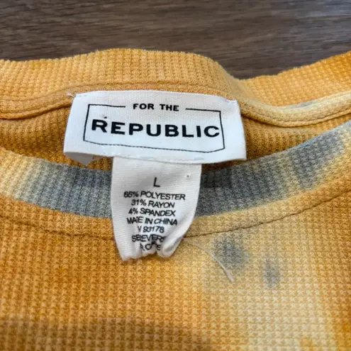 FOR THE REPUBLIC Tie-Dye Waffle Knit L/S Shirt – Yellow/Blue – Size Large