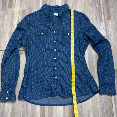 Buffalo David Bitton Buffalo by David Bitton Blue Denim Pearl Shirt with Polka Dots Women's Medium