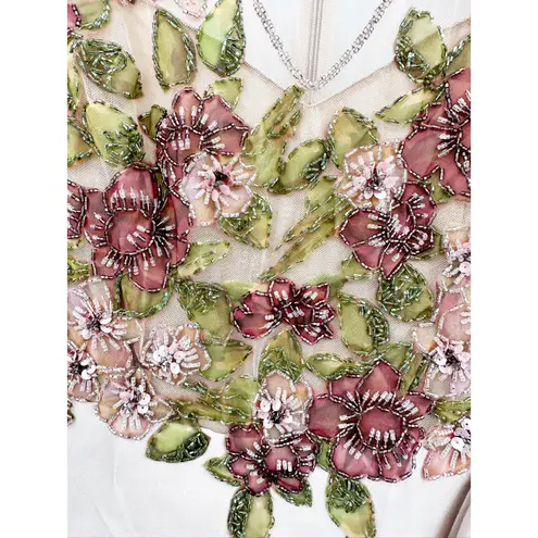 Patbo Beaded Ruffle Mermaid Gown Soft Pink Satin Size 10