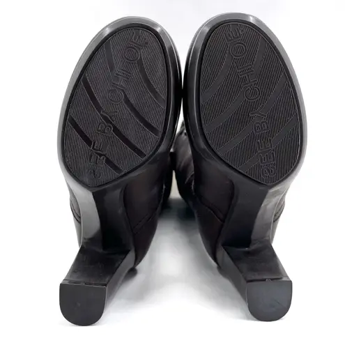 See By Chloe Tall Brown Leather Boots Wool Lined High Heeled Pebbled Size 37.5