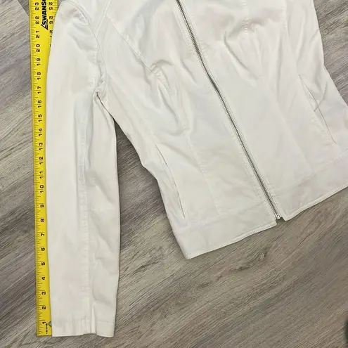 Hilton Hollis White Zip Front Crew Neck Blazer / Jacket Size 2