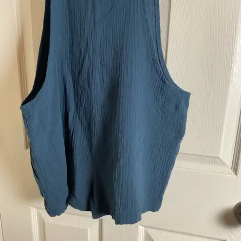 Teal Sleeveless Romper with Pockets Blue Size XS
