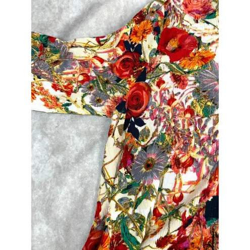 Floral Multicolor Flowy Tunic Top by Fortuity Size L Boho Lagenlook Artsy Fairy Size L
