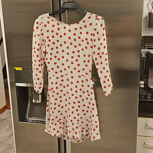 Realisation Par 💕💕 Goldie Cherry Dress ~ Red Polka Dot Print XS 100% Silk