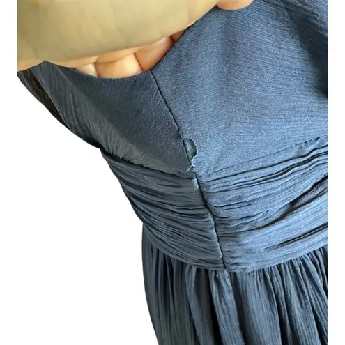 Monique Lhuillier ML Dress Women 6 Navy Blue Chiffon Pleated Fit And Flare Gown