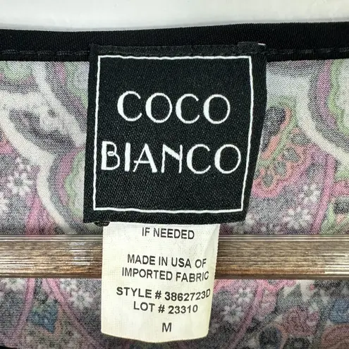 Coco Bianco Top M Boho Psychedelic Bell Sleeve USA Vtg Festival Artsy Stretch Size M