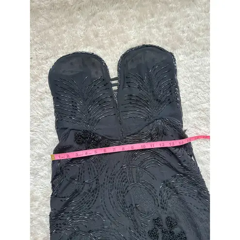 Handmade Gorgeous 2 Piece Fully Beaded Silk Corset Maxi Dress Black Tie Formal