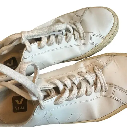 VEJA White Sneakers Tennis Shoes Lace Up Casual Brazil Stitching Size 38 7 US
