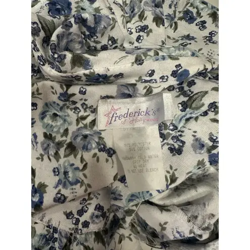 Frederick's of Hollywood Vintage Prairie Dress Size 13 Blue Floral Crochet Collar