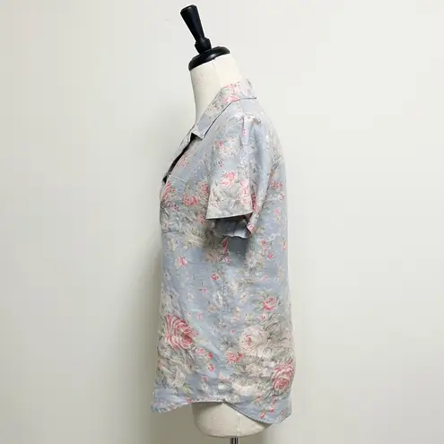 Ralph Lauren  Linen Floral Pleated Shorts Button Up Short Sleeve Set Medium 12 - Image 5