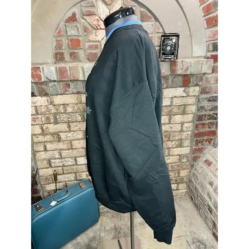 sweatshirt snowflake black white blue grannycore Size XL