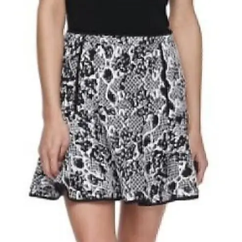 ROBBI NIKKI Mixed Print Jacquard Fit Flare Skirt Black Cream Ivory Floral Mini S