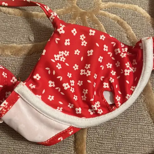 Red White Floral Bikini XS Underwire Bra